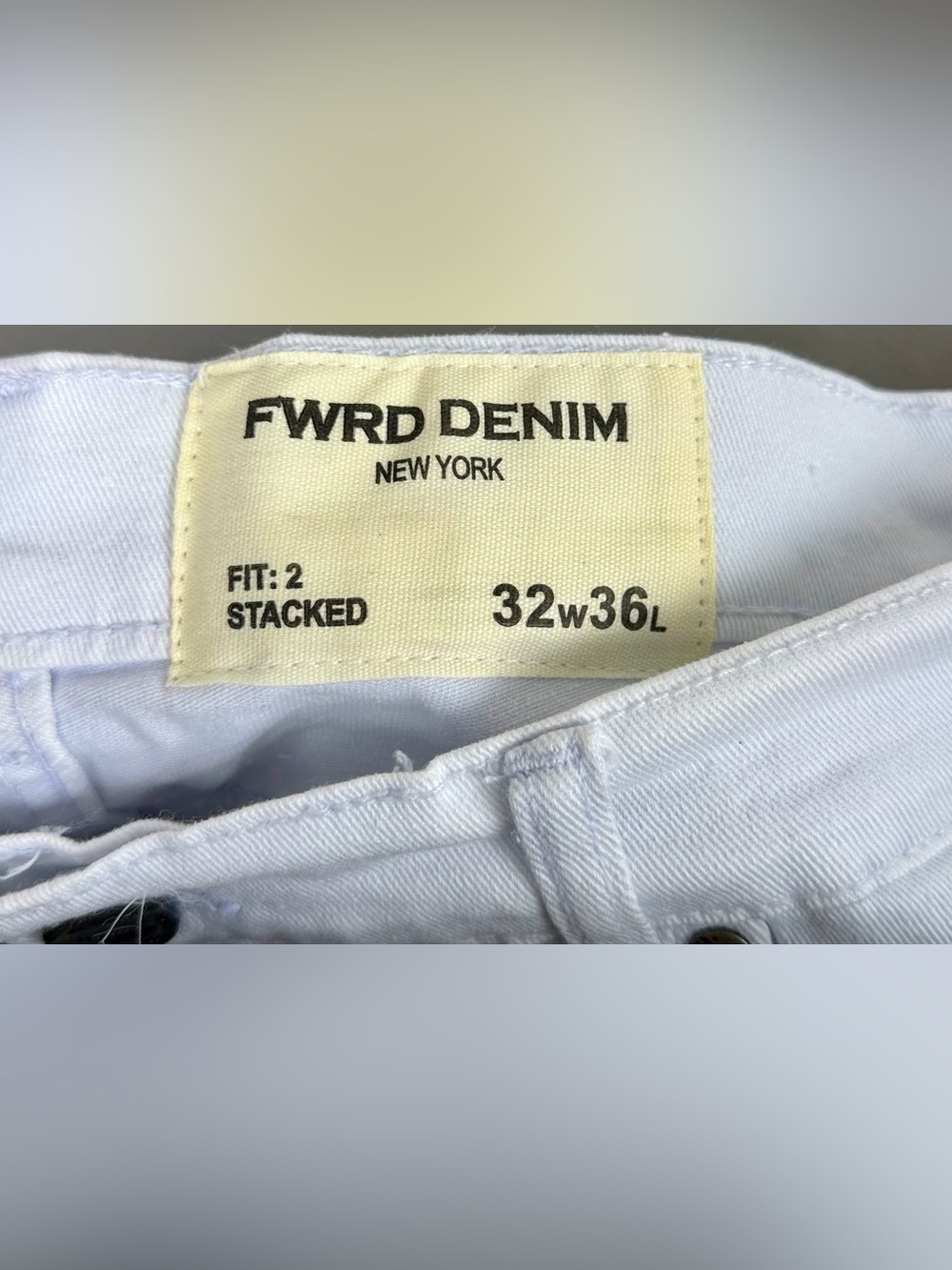 FWRD Denim Stacked Jeans 32x36 White Frayed Stretch Urban Streetwear Jeans NWT - Picture 6 of 9